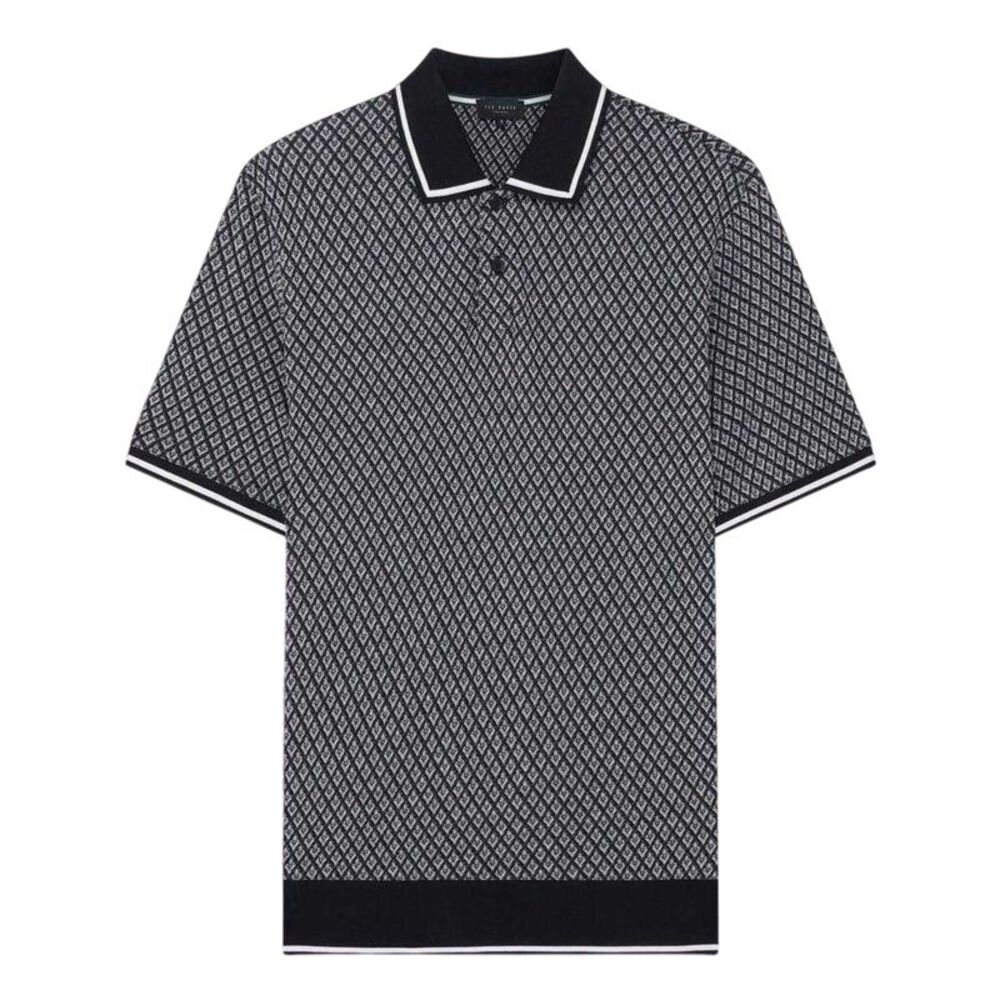Ted Baker Mens Diamond Knitted Tipped Polo Shirt / Black